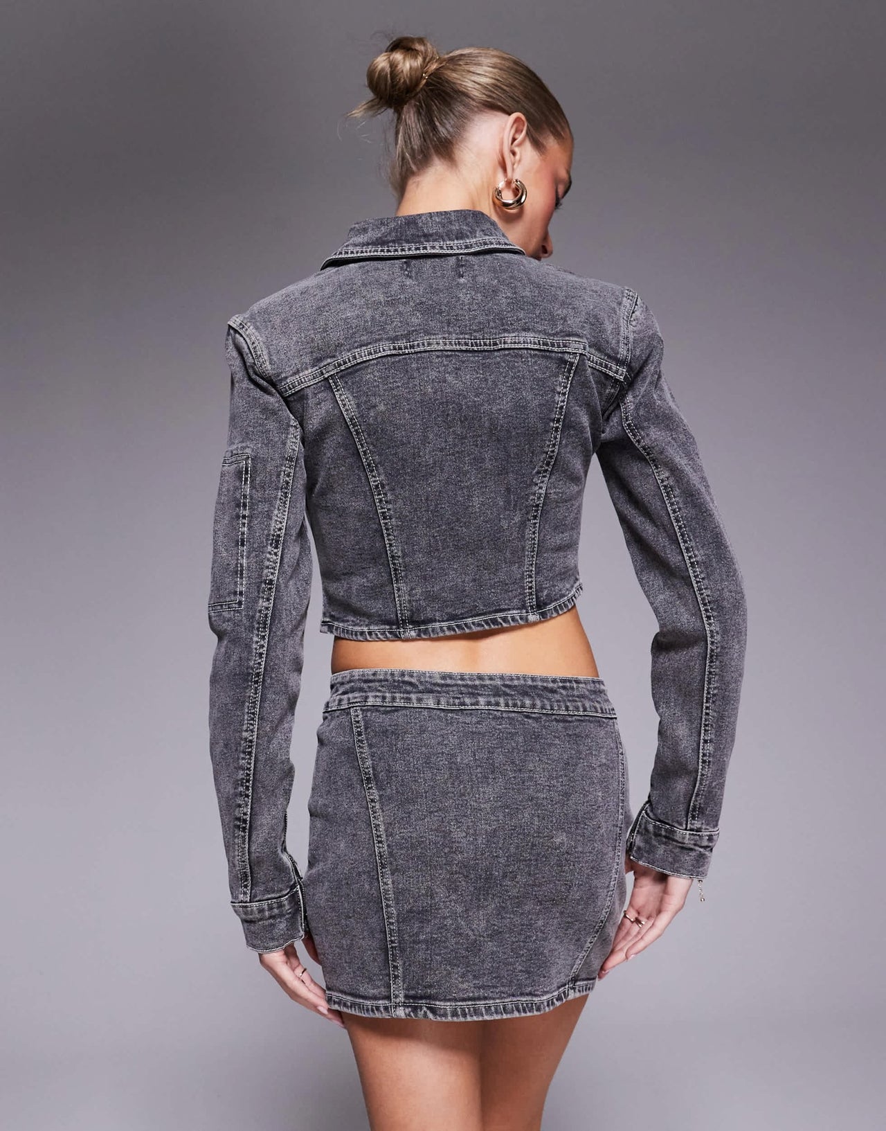 Liquor N Poker denim contrast stitch mini skirt in dark denim - ASOS Sample Sale EU Store