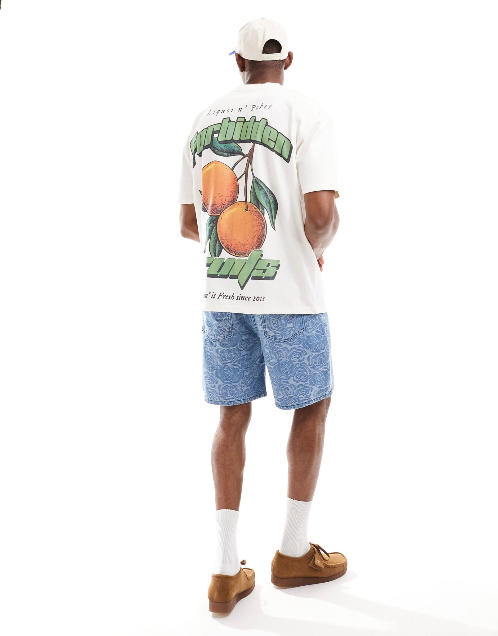 Liquor N Poker oversized t-shirt with fruit back print in white - ASOS Sample Sale EU Store