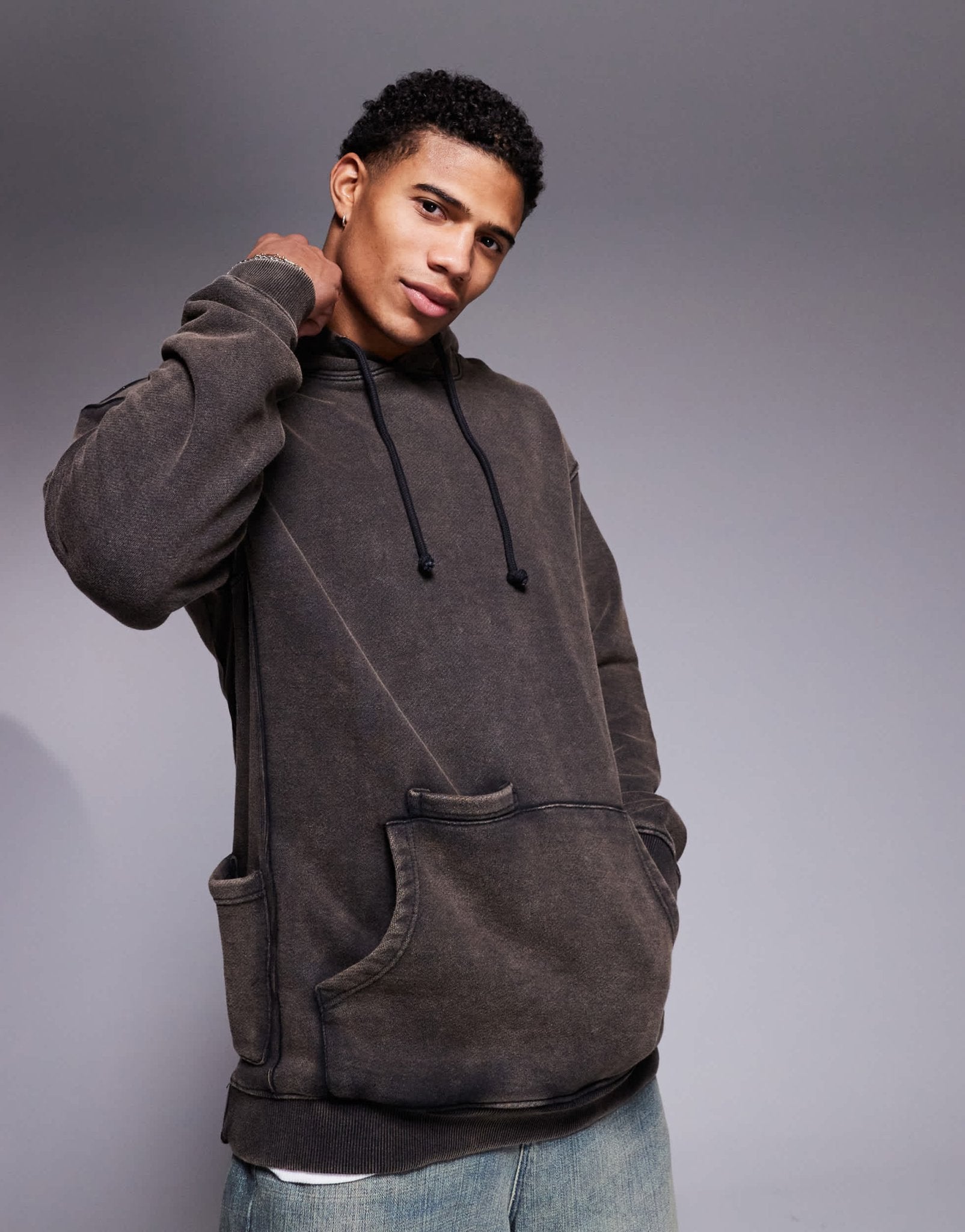 Liquor N Poker pocket detail hoodie in burgundy - ASOS Sample Sale EU Store