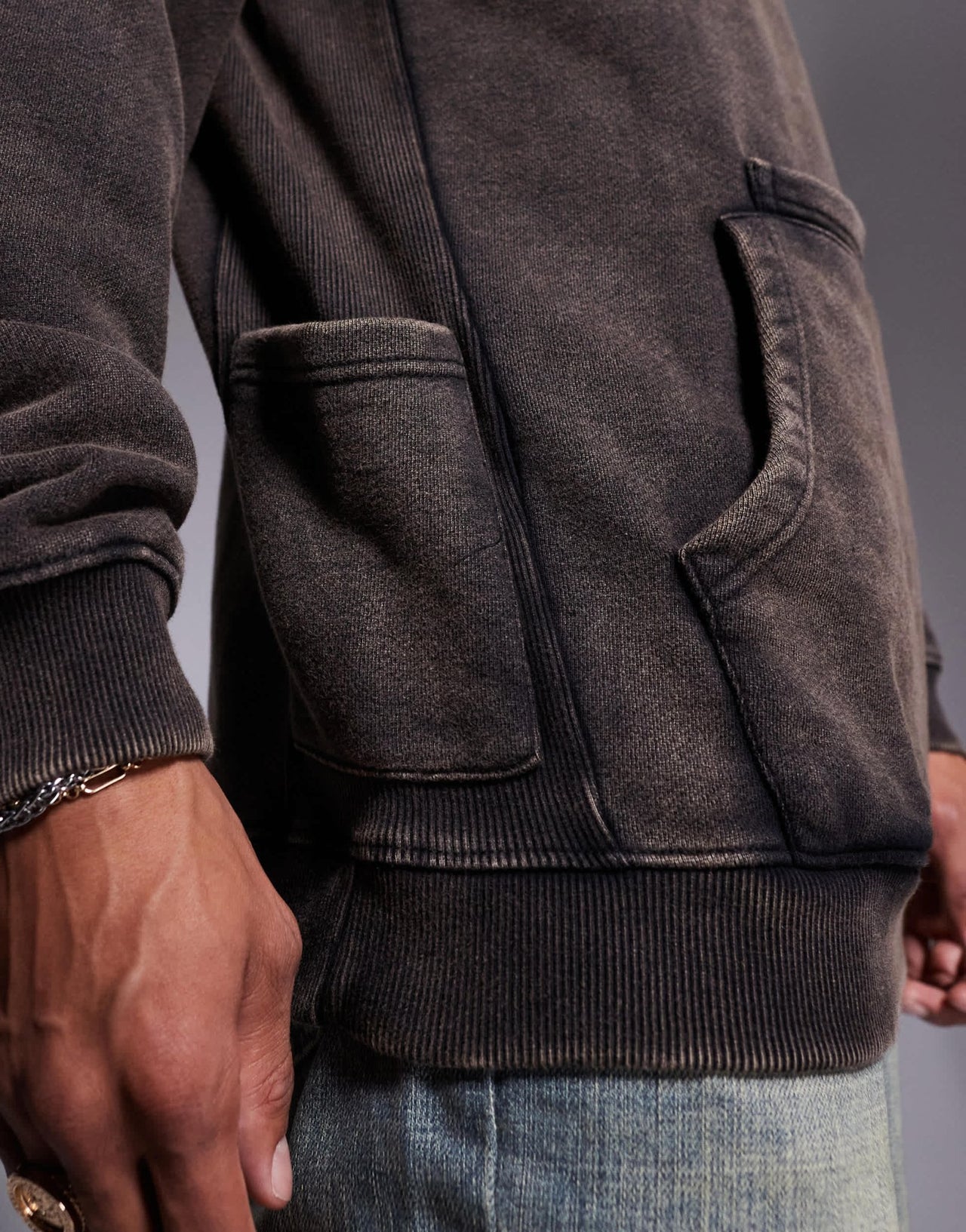 Liquor N Poker pocket detail hoodie in burgundy - ASOS Sample Sale EU Store