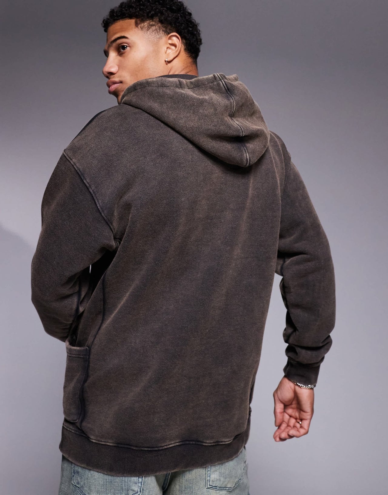 Liquor N Poker pocket detail hoodie in burgundy - ASOS Sample Sale EU Store
