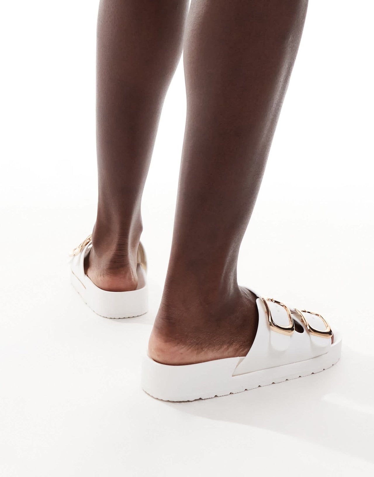 London Rebel Andi Wide Fit buckle sandals in white - ASOS Sample Sale EU Store
