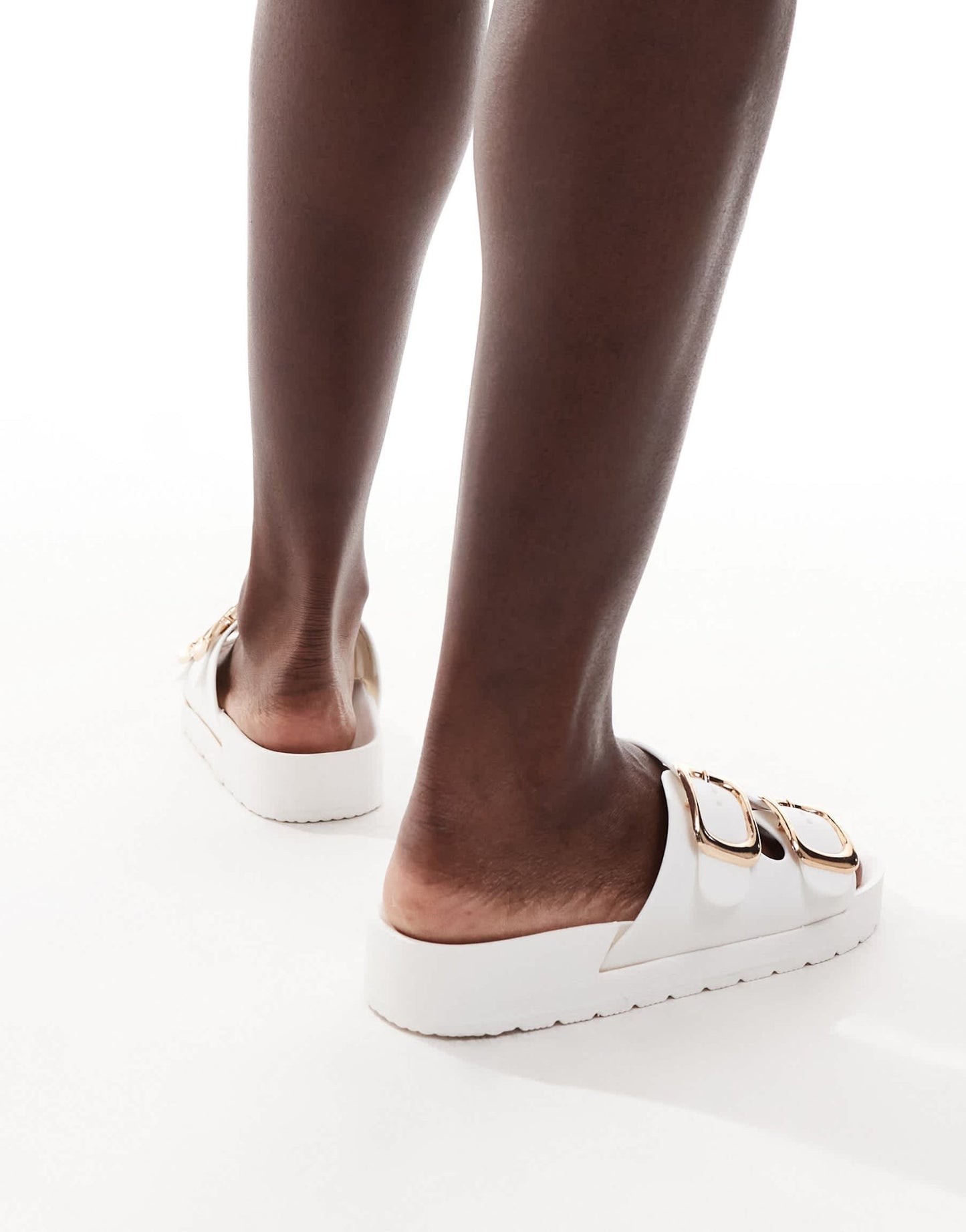 London Rebel Andi Wide Fit buckle sandals in white - ASOS Sample Sale EU Store