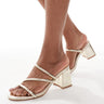 London Rebel strappy block heeled slip on sandals in gold