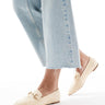 Mocassino punta a punta London Rebel Wide Fit con fibbia in rafia naturale