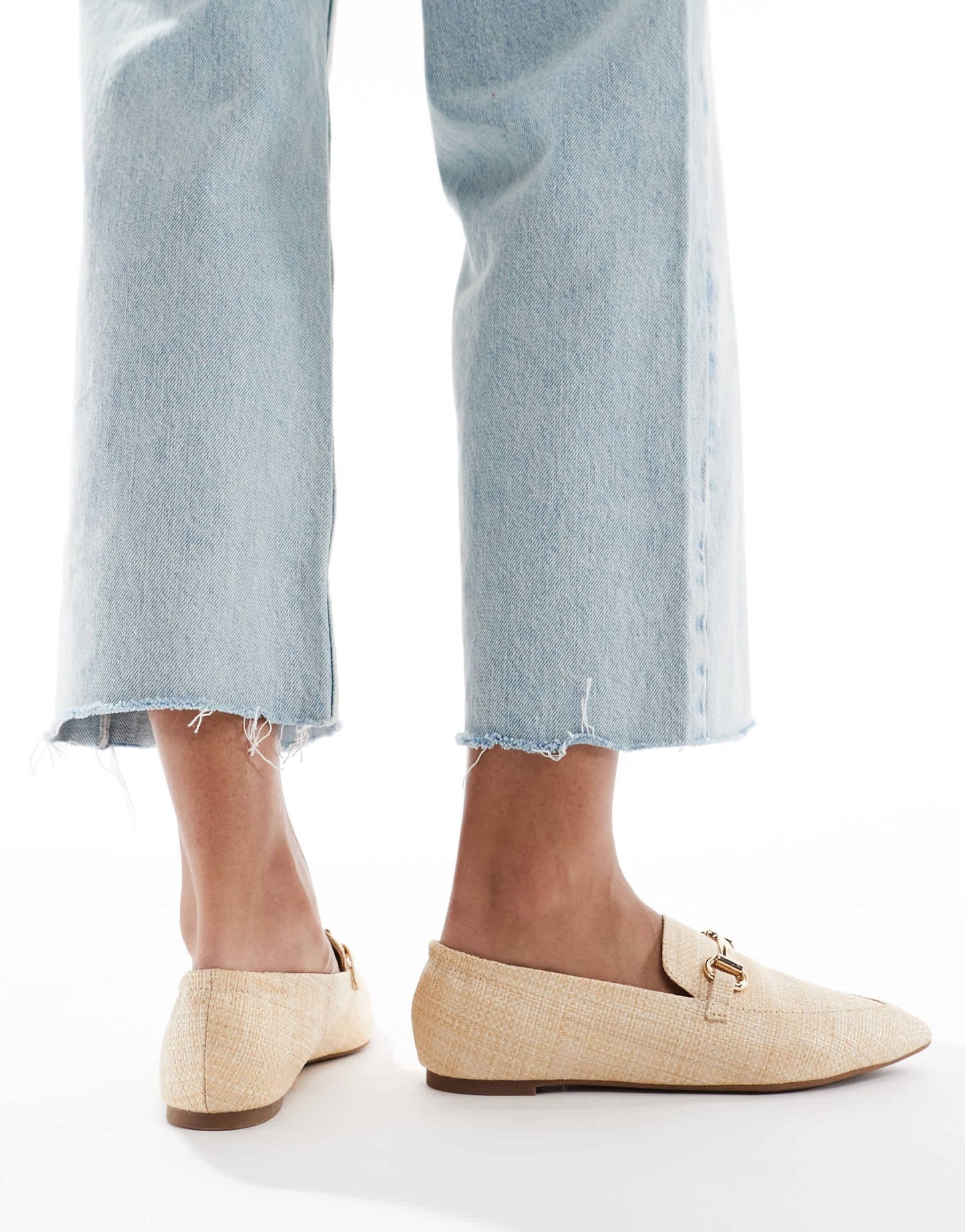 London Rebel Wide Fit buckle detail pointed toe loafer in raffia natural - ASOS Sample Sale EU Store