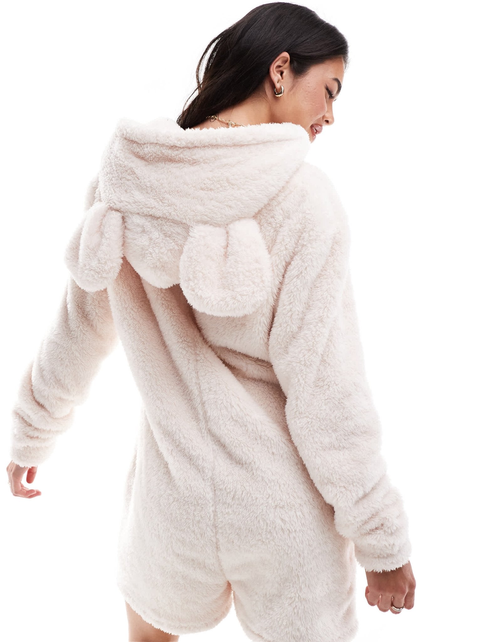 Loungeable sherpa romper with ears in vanilla - ASOS Sample Sale EU Store