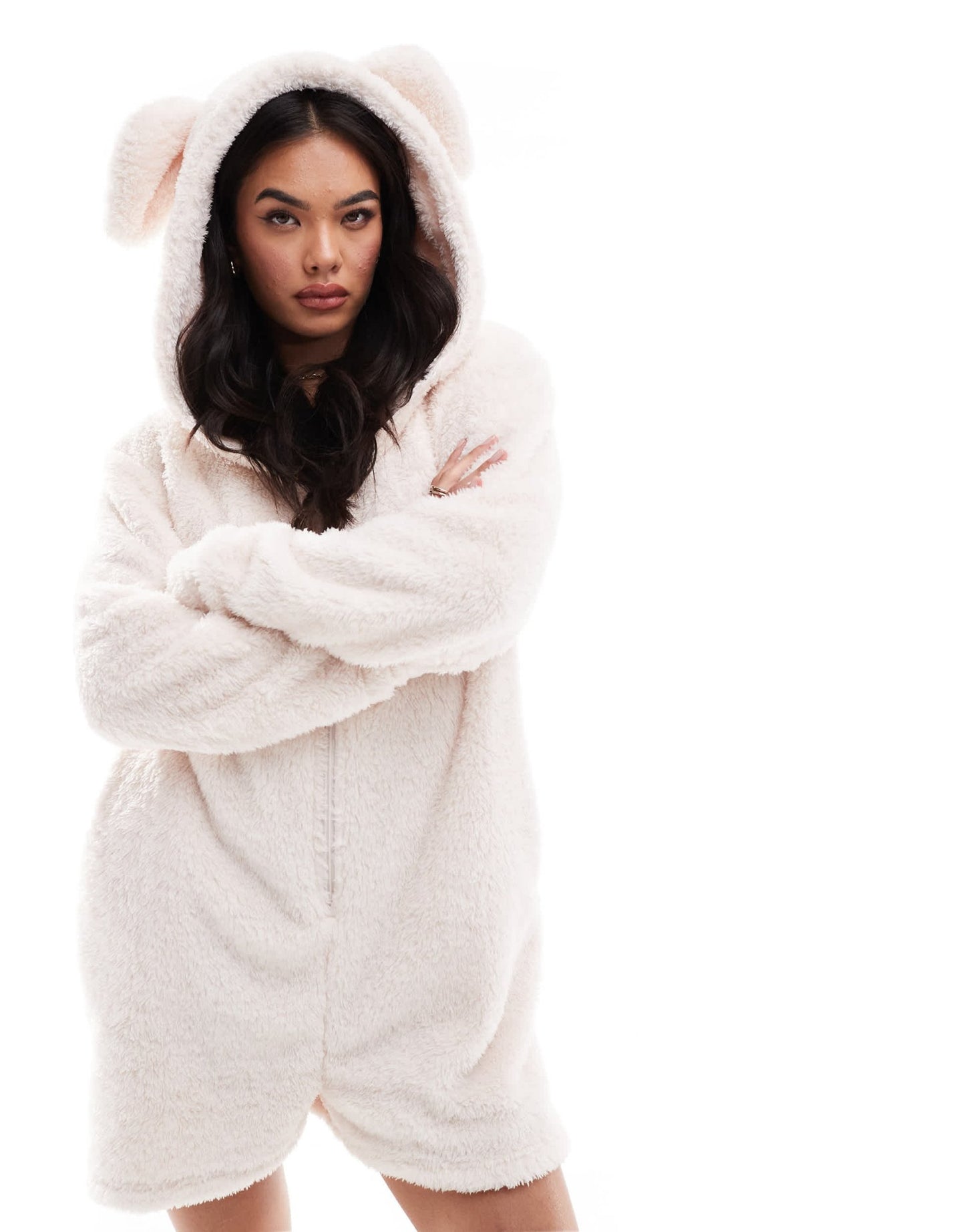 Loungeable sherpa romper with ears in vanilla - ASOS Sample Sale EU Store