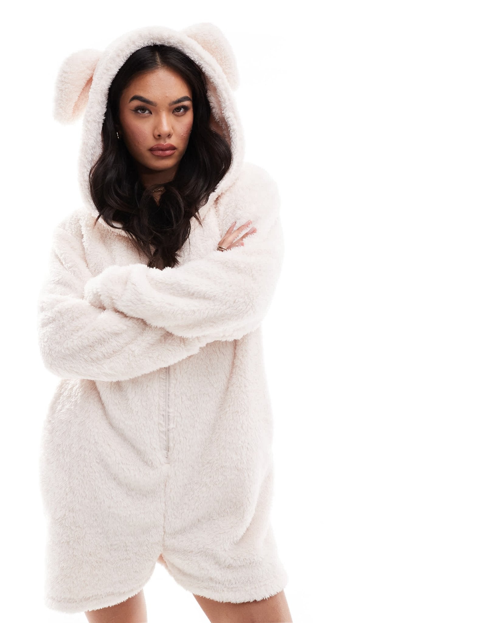 Loungeable sherpa romper with ears in vanilla - ASOS Sample Sale EU Store