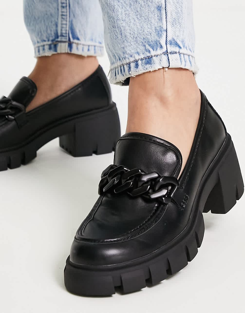 Madden Girl Hoxton heeled loafers in black - ASOS Sample Sale EU Store