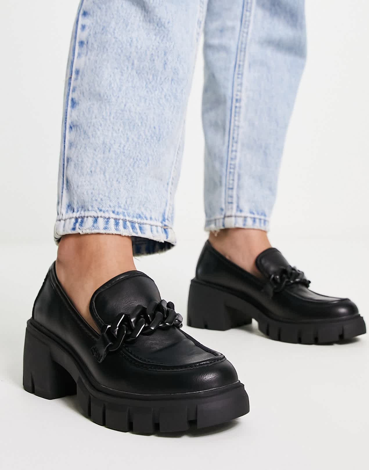 Madden Girl Hoxton heeled loafers in black - ASOS Sample Sale EU Store