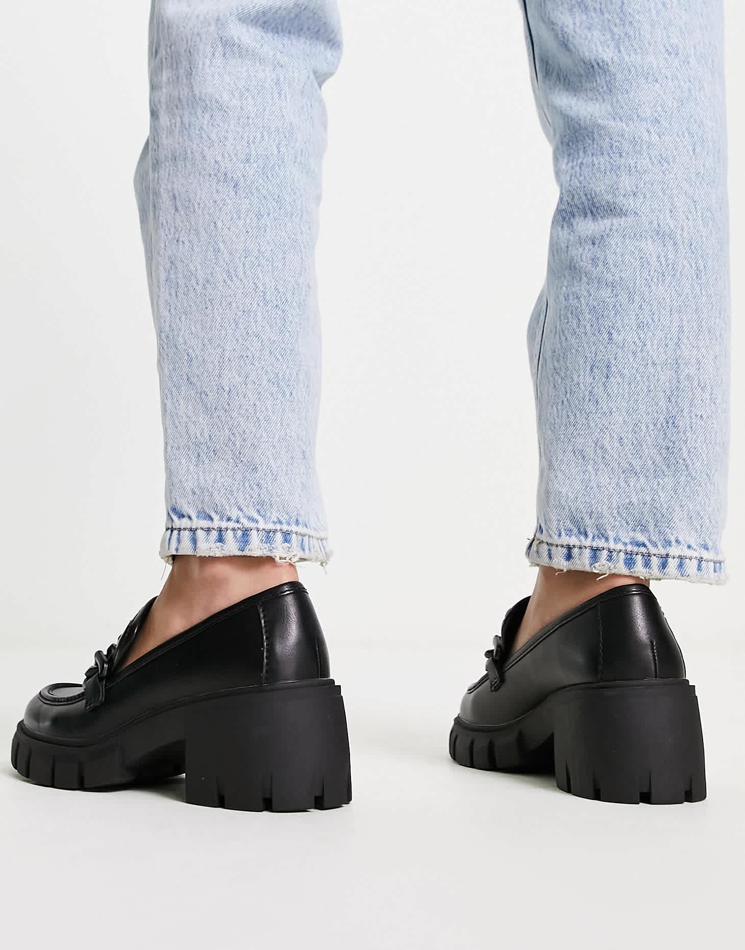 Madden Girl Hoxton heeled loafers in black - ASOS Sample Sale EU Store