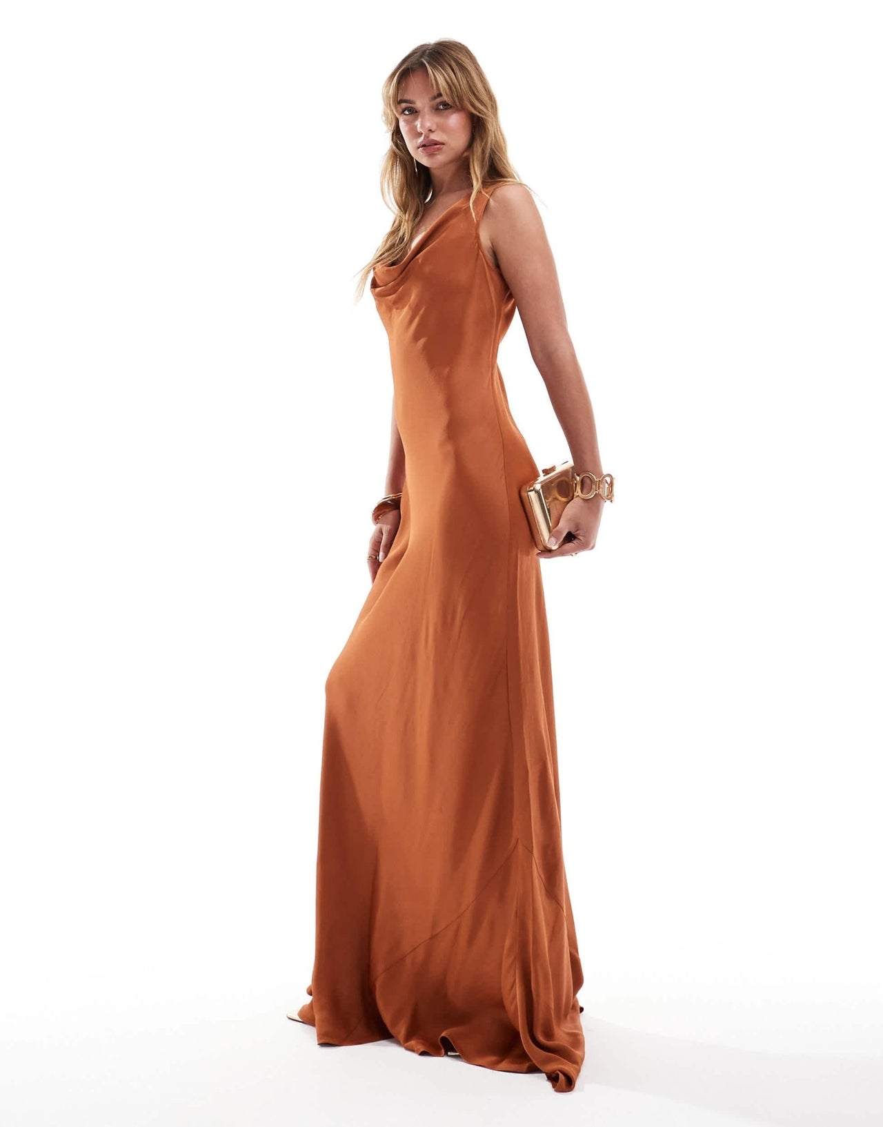 Maids to Measure Bridesmaid cowl front maxi dress in burnt orange - ASOS Sample Sale EU Store