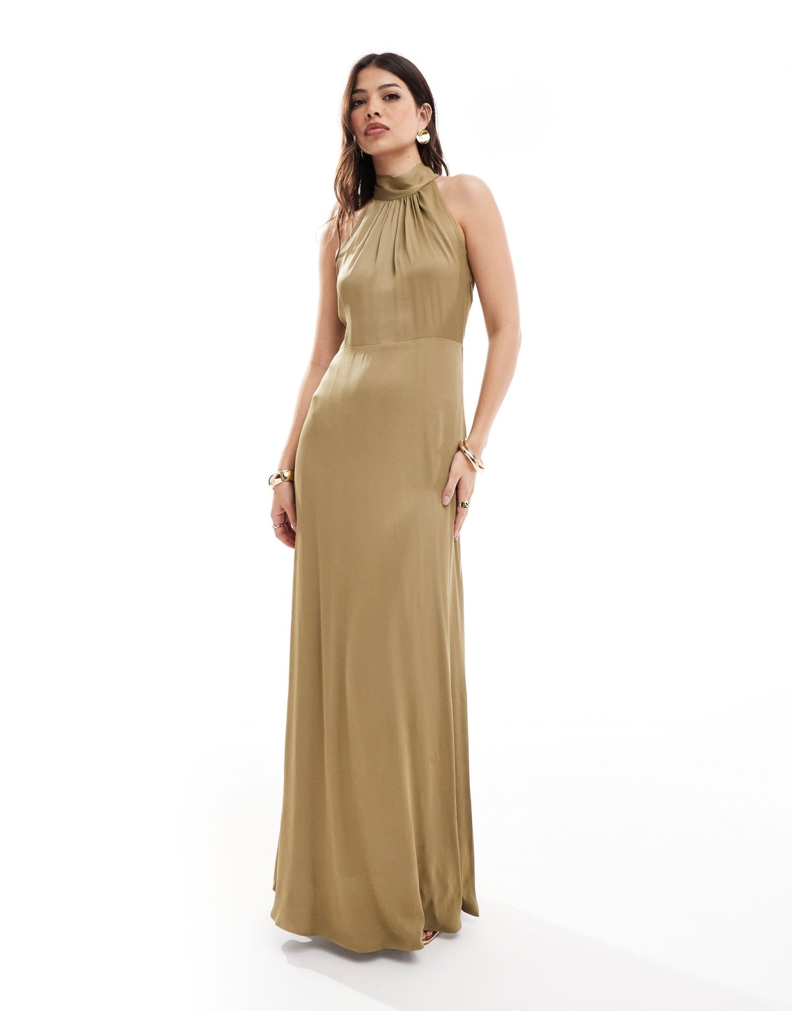 Maids to Measure Bridesmaid high neck maxi dress in olive - ASOS Sample Sale EU Store