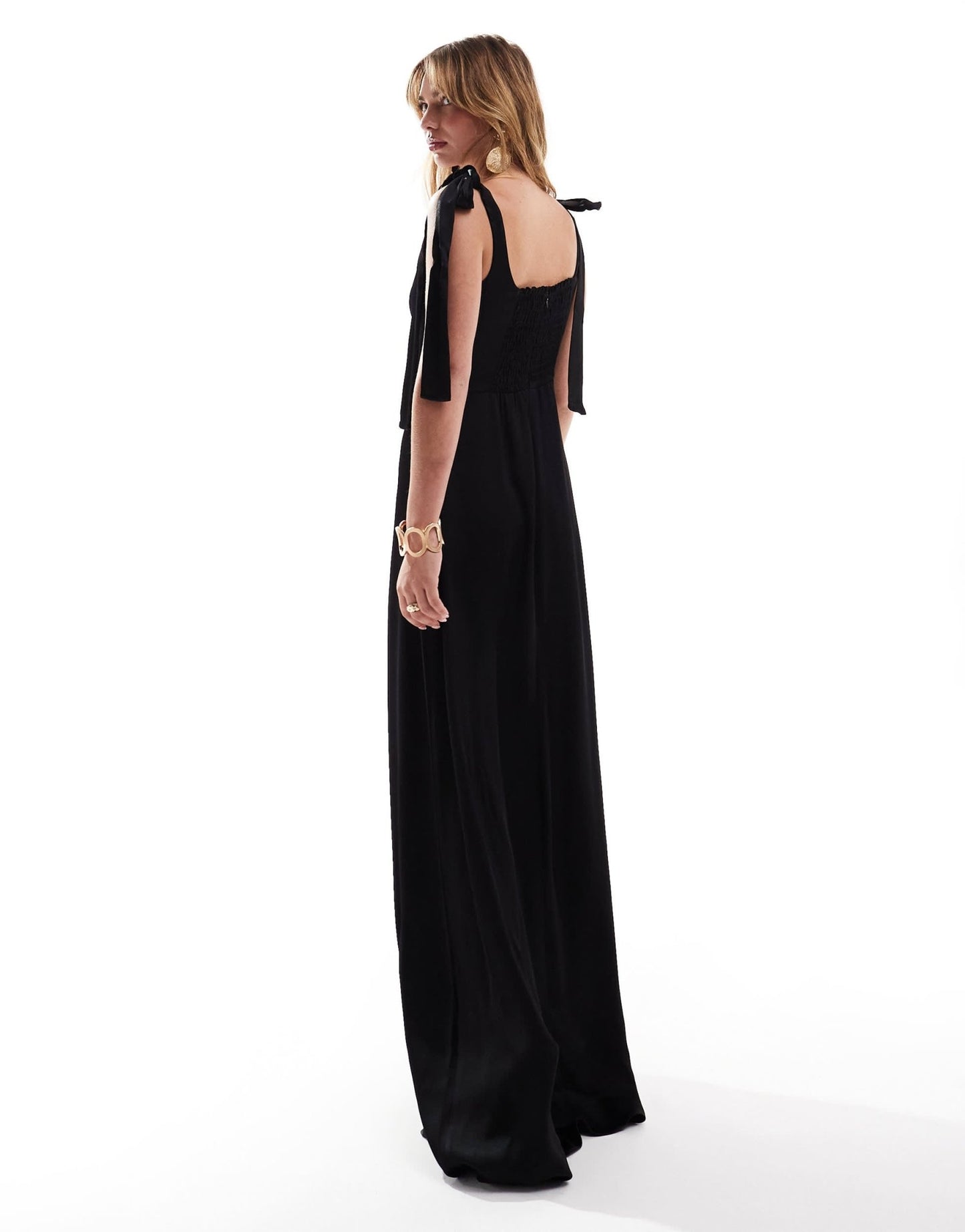 Maids to Measure Bridesmaid tie shoulder maxi dress in black - ASOS Sample Sale EU Store