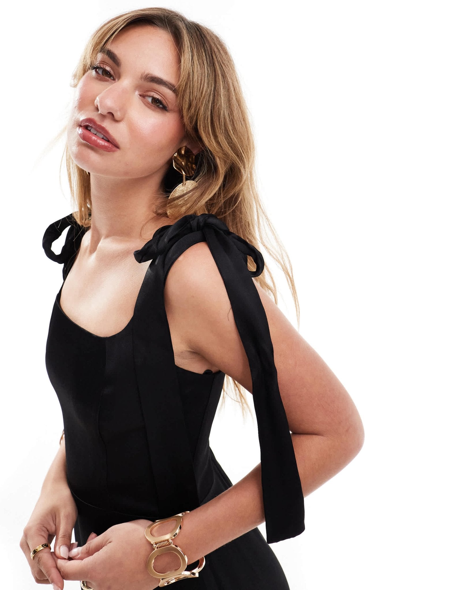 Maids to Measure Bridesmaid tie shoulder maxi dress in black - ASOS Sample Sale EU Store