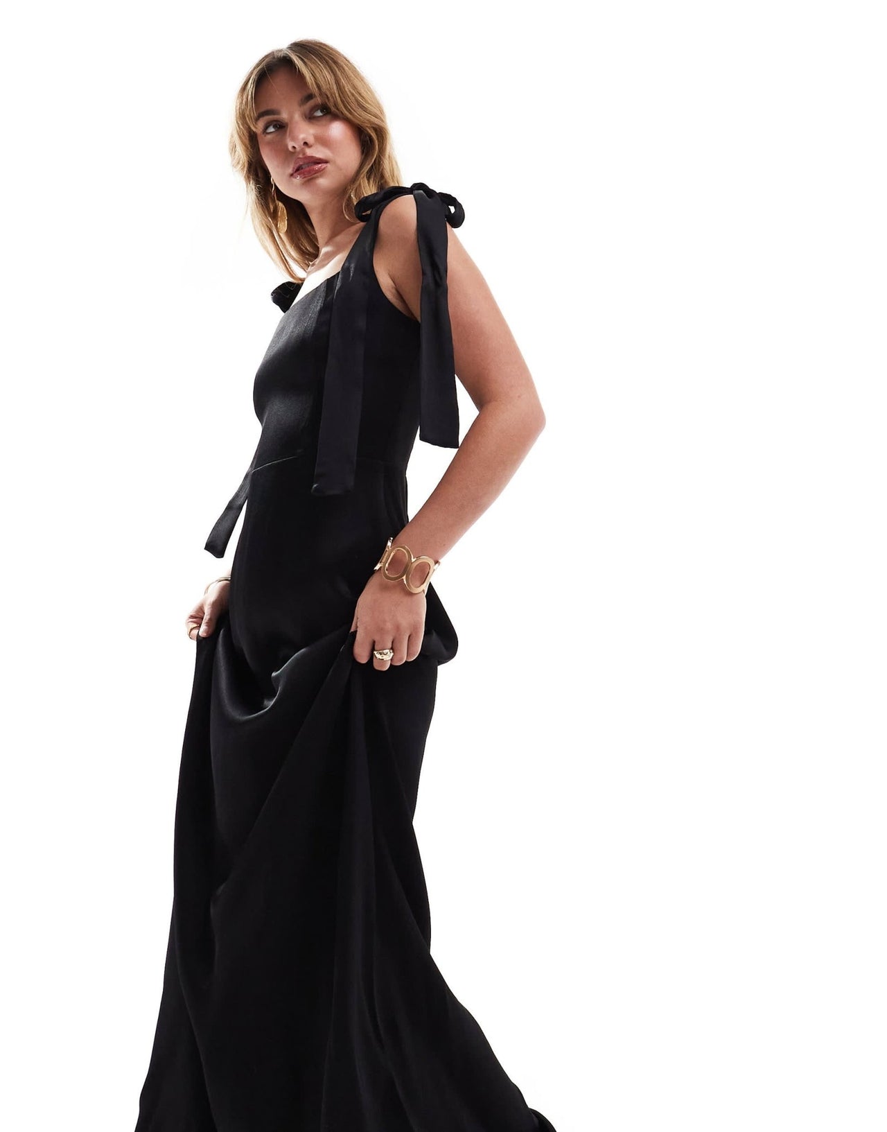 Maids to Measure Bridesmaid tie shoulder maxi dress in black - ASOS Sample Sale EU Store
