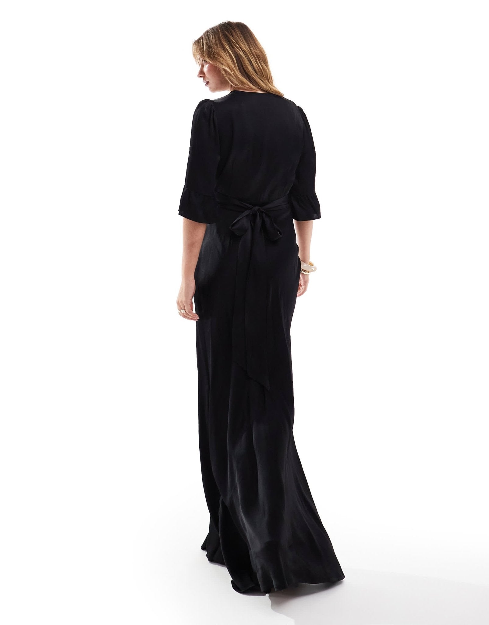 Maids to Measure Bridesmaid v neck button front maxi dress in black - ASOS Sample Sale EU Store