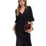 Maids to Measure Bridesmaid v neck button front maxi dress in black
