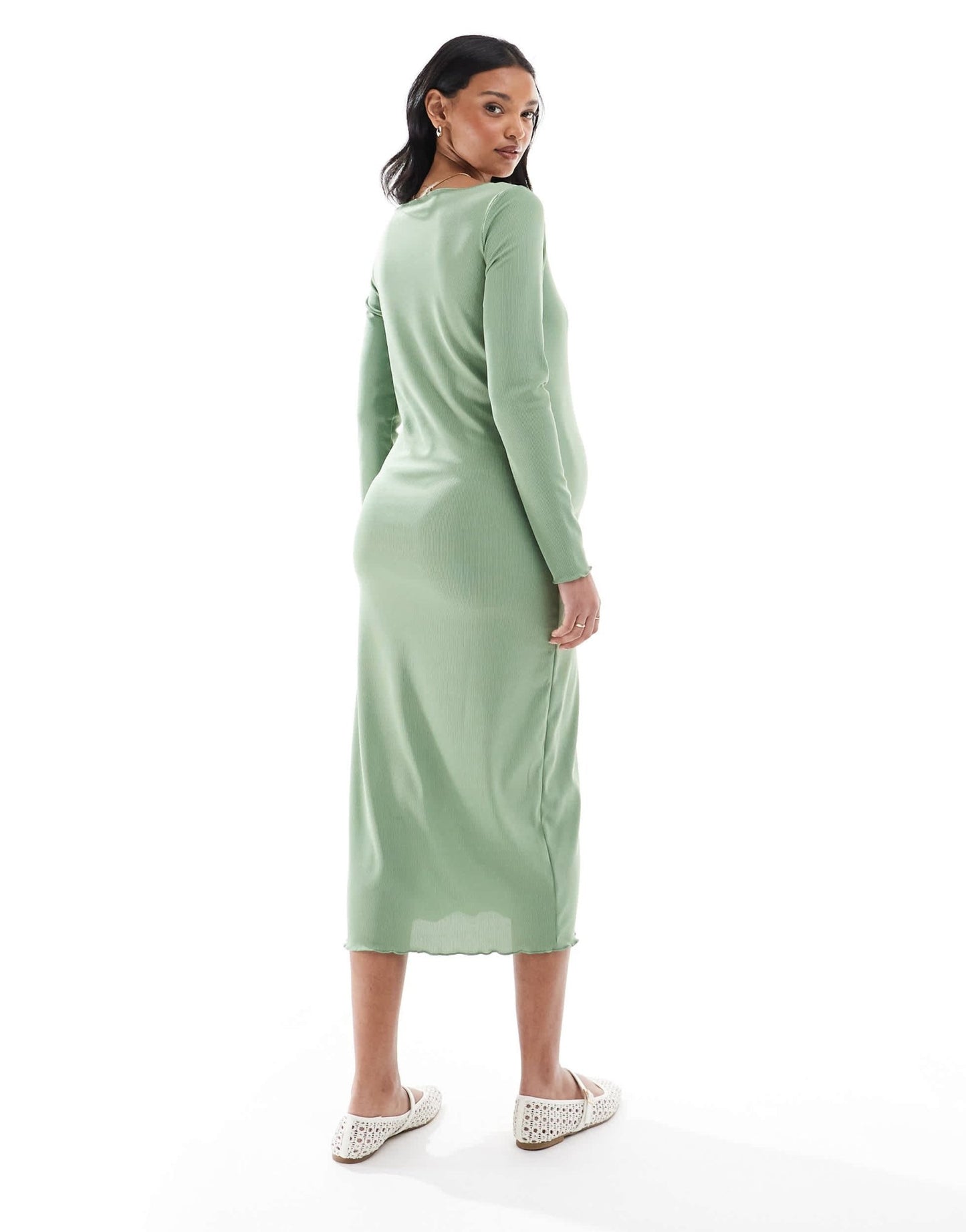 Mamalicious Maternity boat neck jersey midi dress in khaki - ASOS Sample Sale EU Store