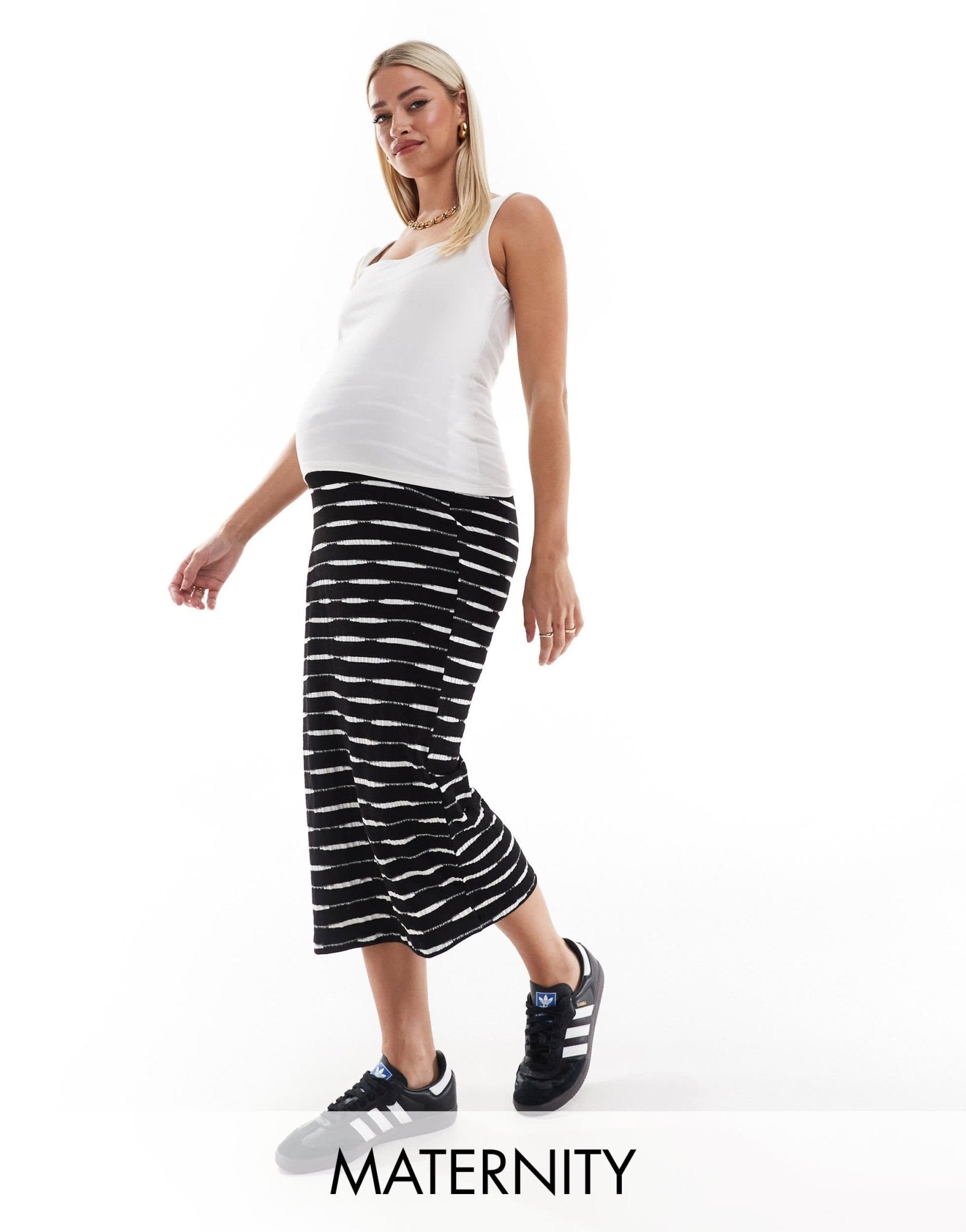 Mamalicious Maternity jersey midi skirt in black with space dye - ASOS Sample Sale EU Store
