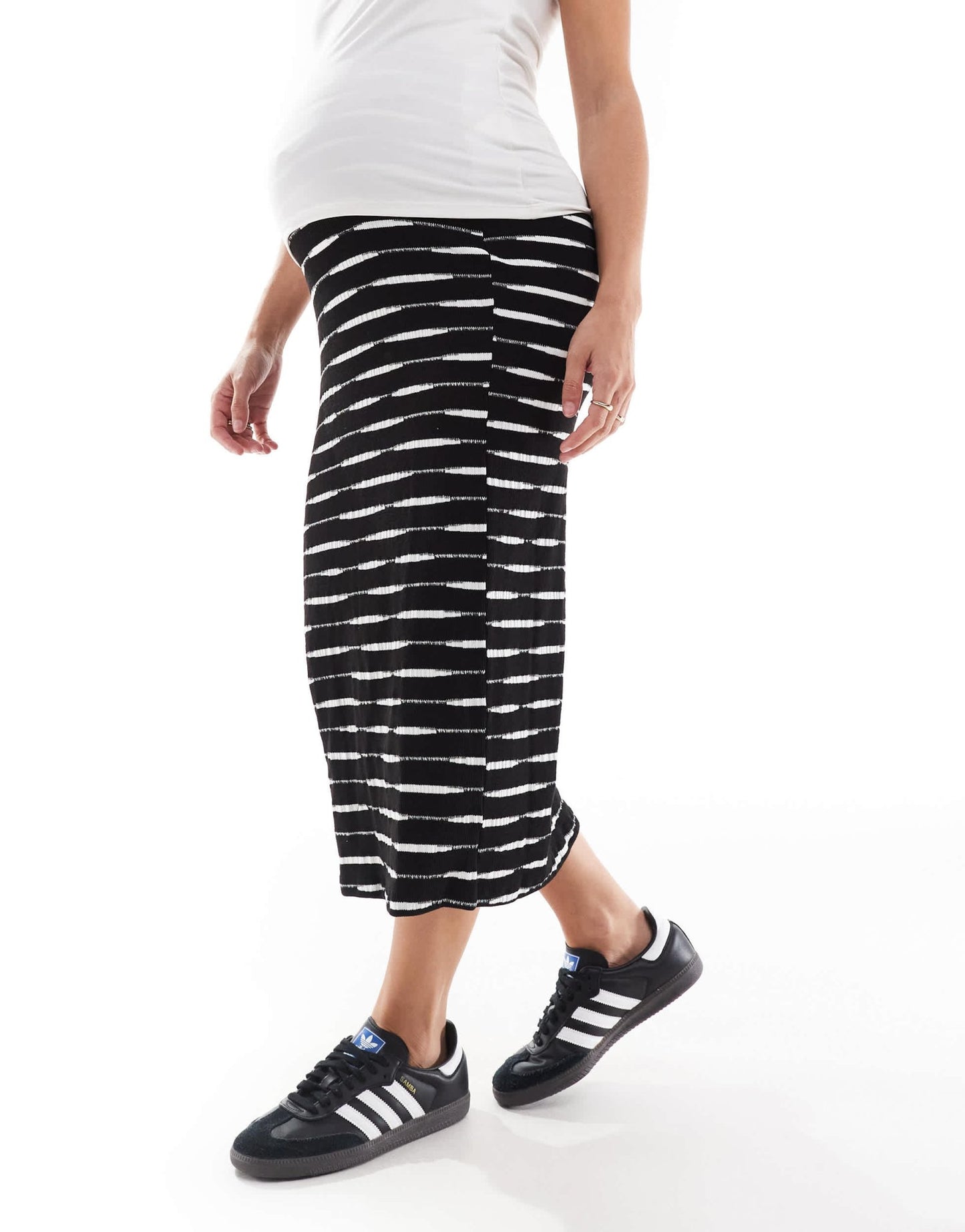 Mamalicious Maternity jersey midi skirt in black with space dye - ASOS Sample Sale EU Store