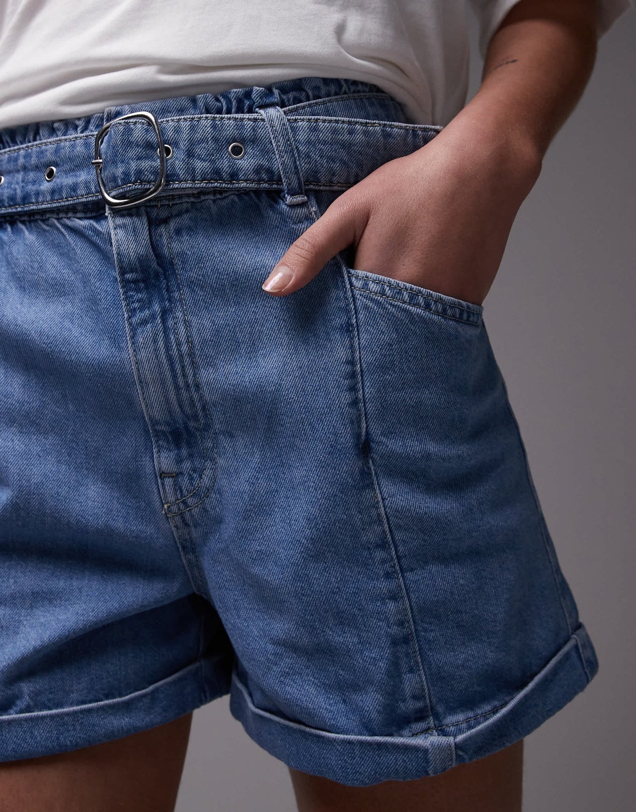 Mango belted denim shorts in light blue - ASOS Sample Sale EU Store