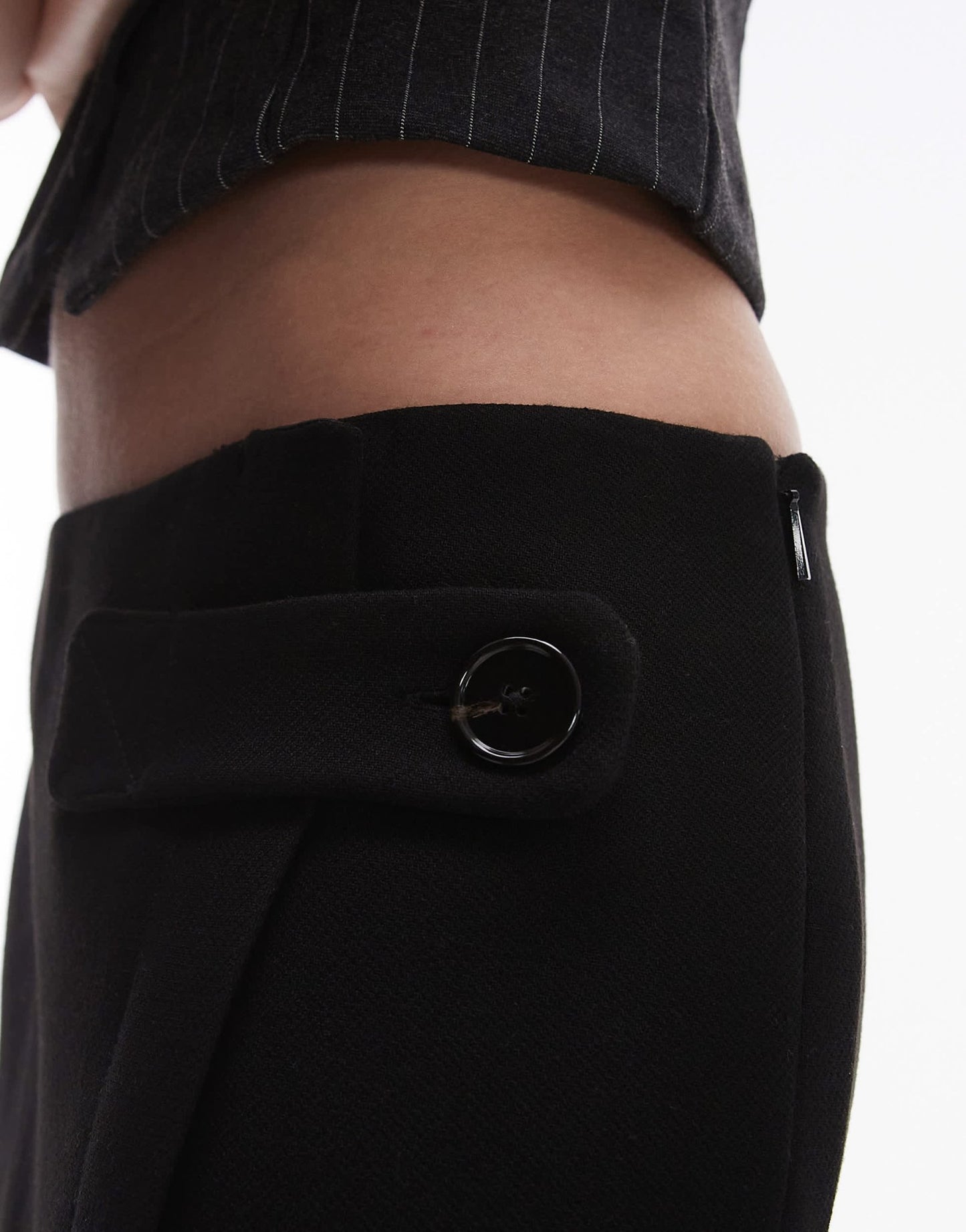 Mango button tab mini skirt in black - ASOS Sample Sale EU Store