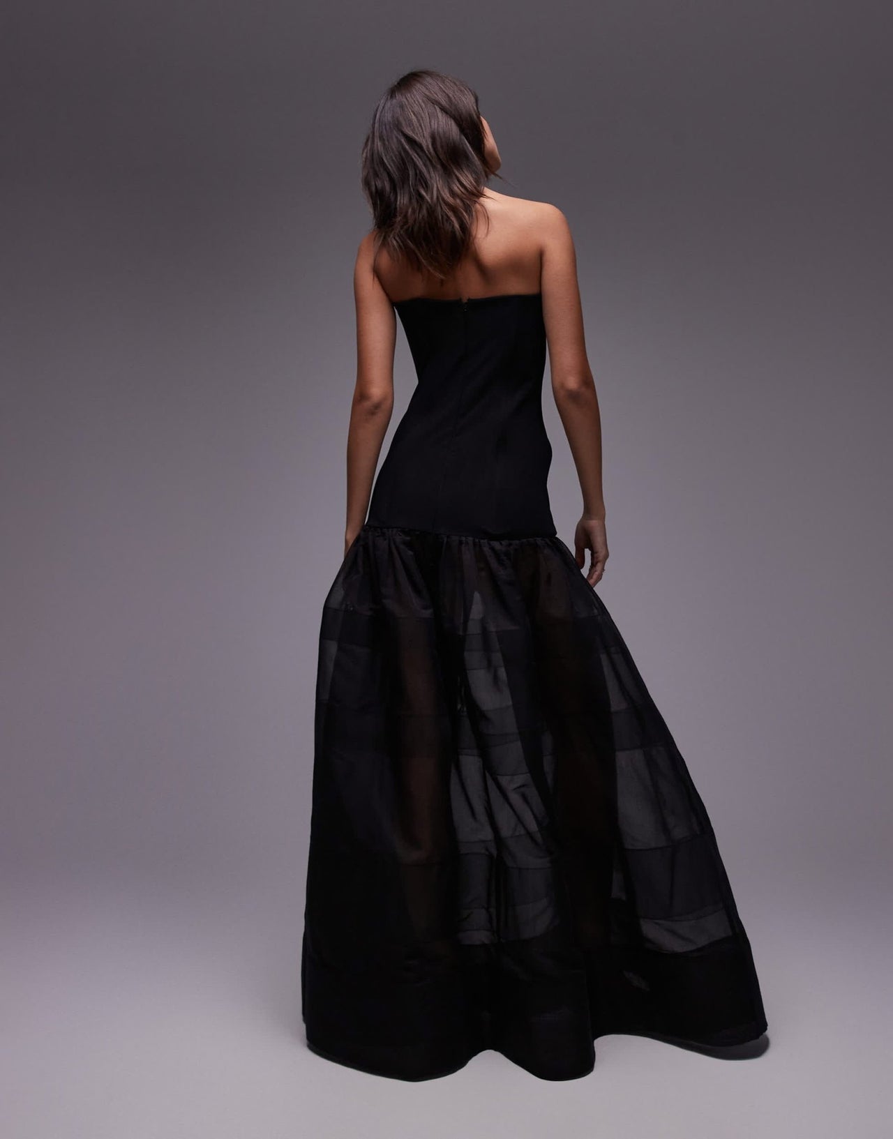 Mango Capsule bandeau maxi dress with sheer layered skirt in black - ASOS Sample Sale EU Store