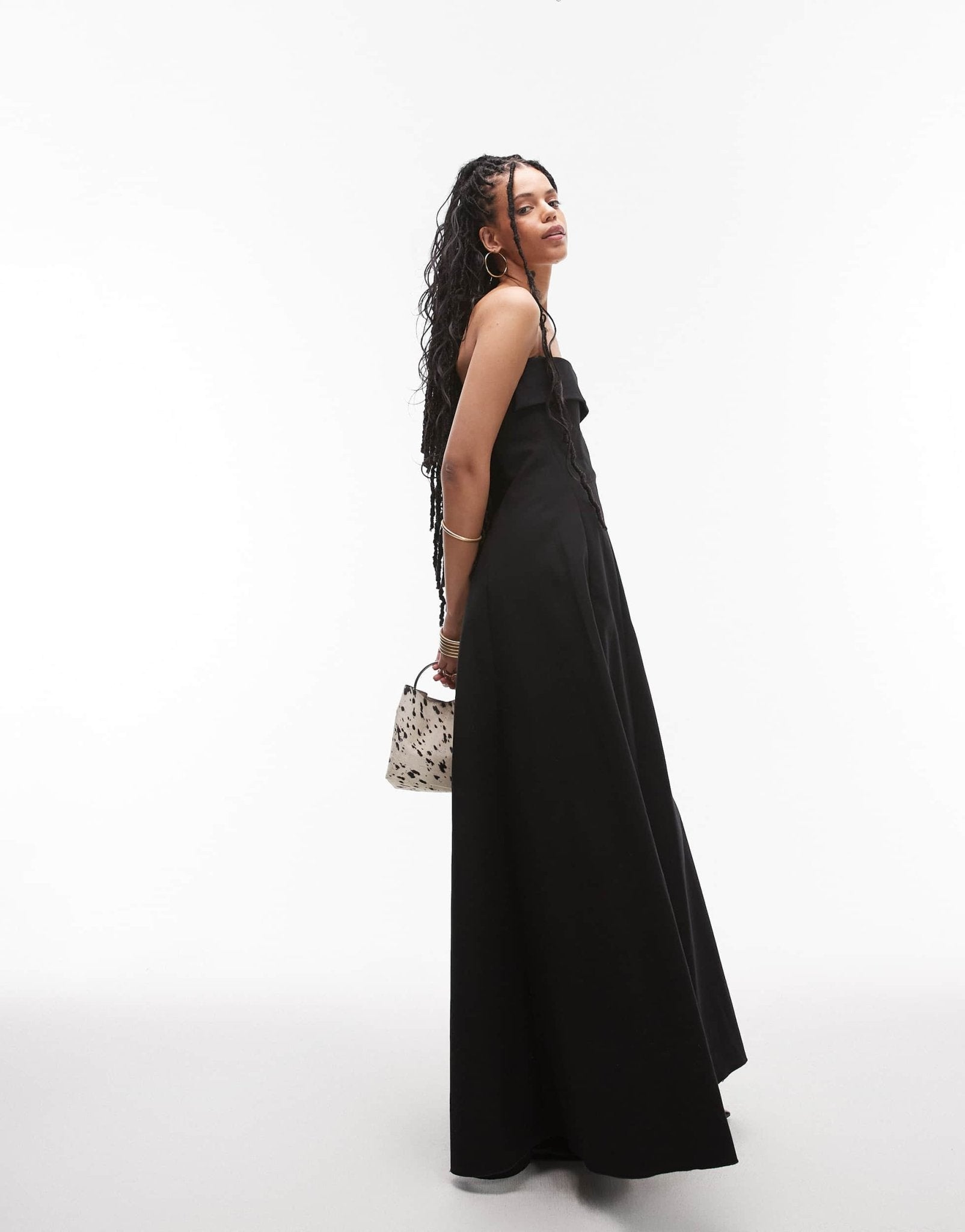 Mango Capsule bandeau structured midi dress in black - ASOS Sample Sale EU Store