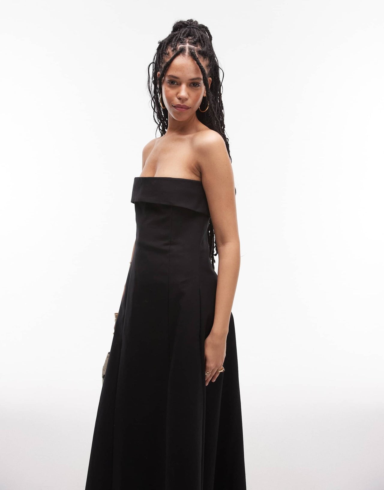 Mango Capsule bandeau structured midi dress in black - ASOS Sample Sale EU Store