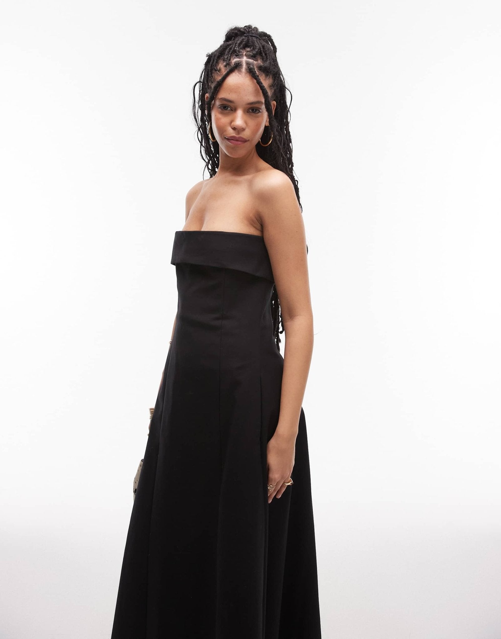 Mango Capsule bandeau structured midi dress in black - ASOS Sample Sale EU Store