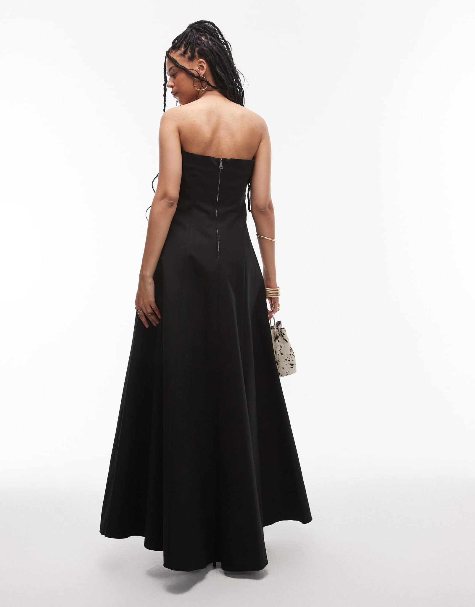 Mango Capsule bandeau structured midi dress in black - ASOS Sample Sale EU Store