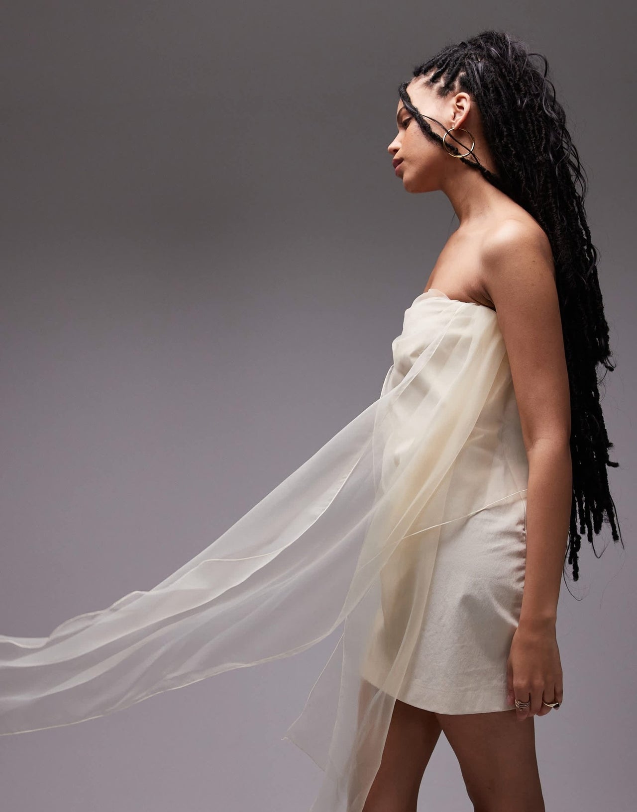 Mango Capsule organza bow bandeau mini dress in white - ASOS Sample Sale EU Store