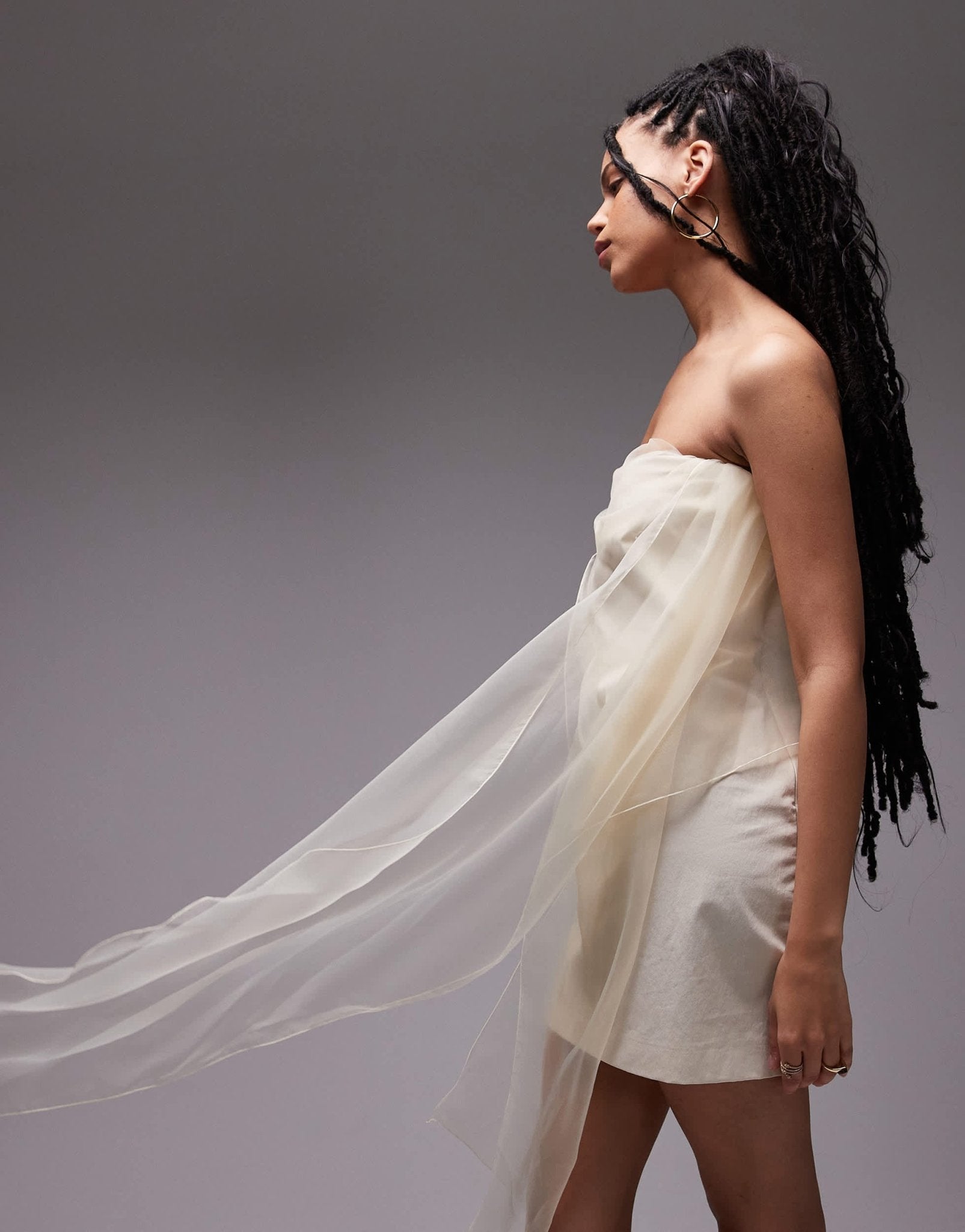 Mango Capsule organza bow bandeau mini dress in white - ASOS Sample Sale EU Store