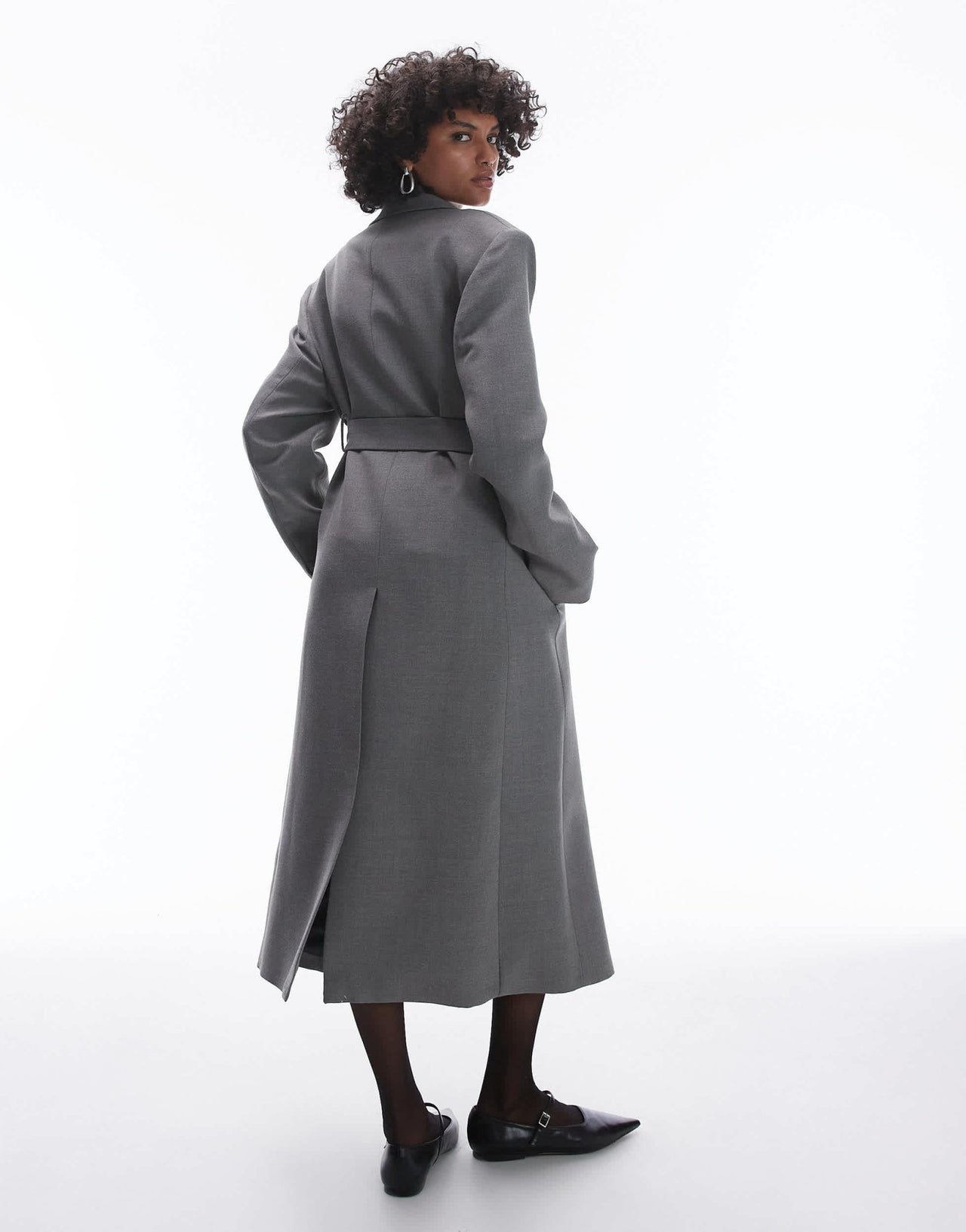 Mango Capsule structured wool coat with belt in grey - ASOS Sample Sale EU Store