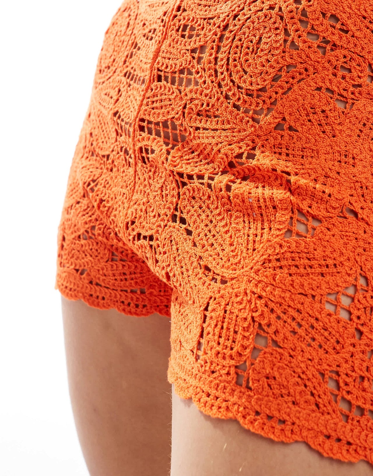 Mango crochet co - ord shorts in orange - ASOS Sample Sale EU Store