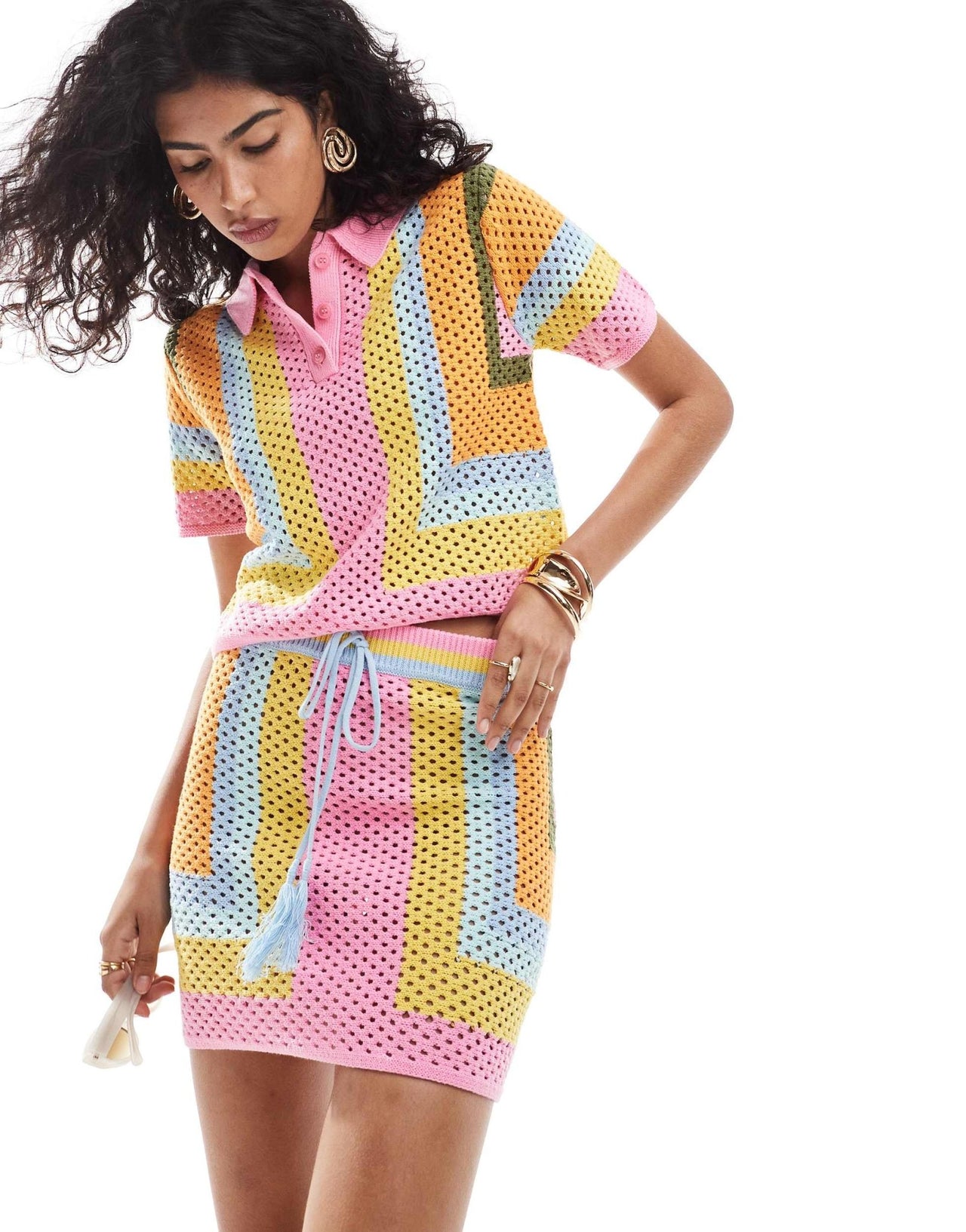 Mango crochet co - ord skirt in multi - ASOS Sample Sale EU Store