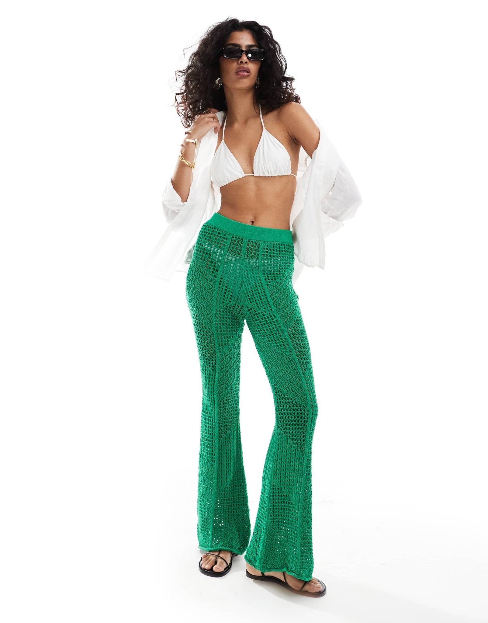 Mango crochet knit trousers in green - ASOS Sample Sale EU Store