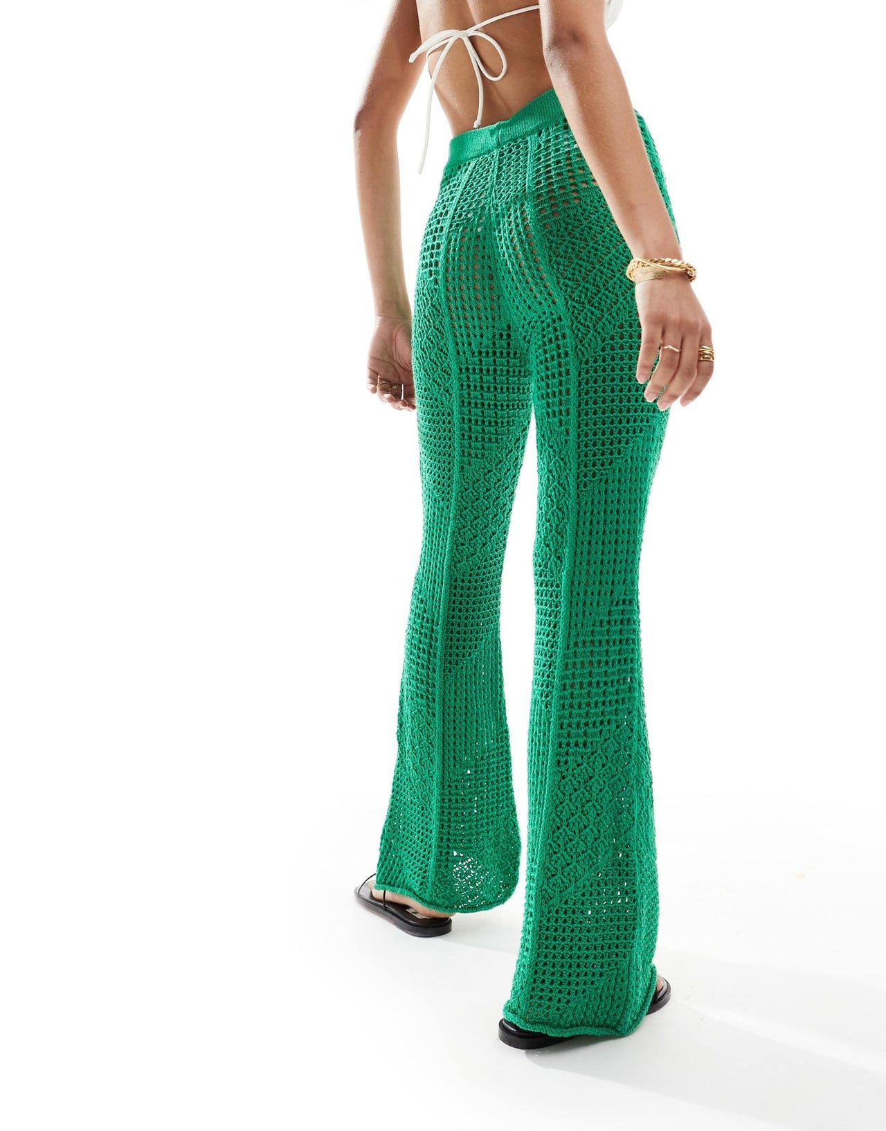 Mango crochet knit trousers in green - ASOS Sample Sale EU Store