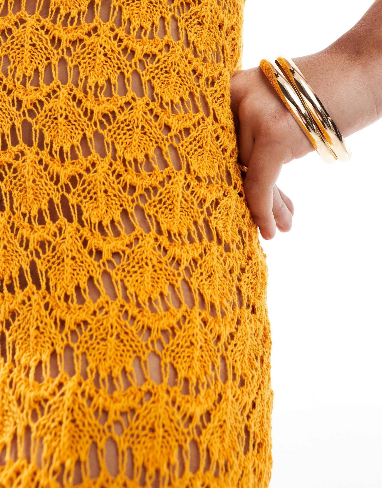 Mango crochet straight leg co - ord trousers in orange - ASOS Sample Sale EU Store
