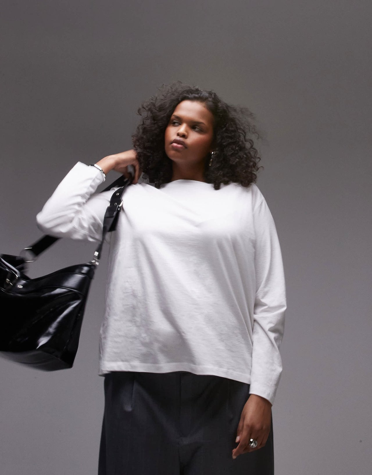 Mango curve boat neck long sleeve top in white - ASOS Sample Sale EU Store