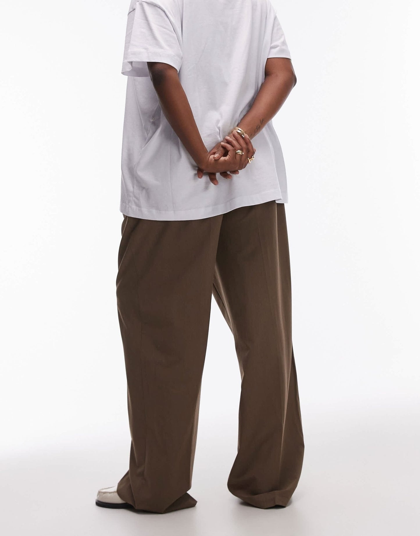 Mango curve elasticated tie waist relaxed trouser in brown - ASOS Sample Sale EU Store