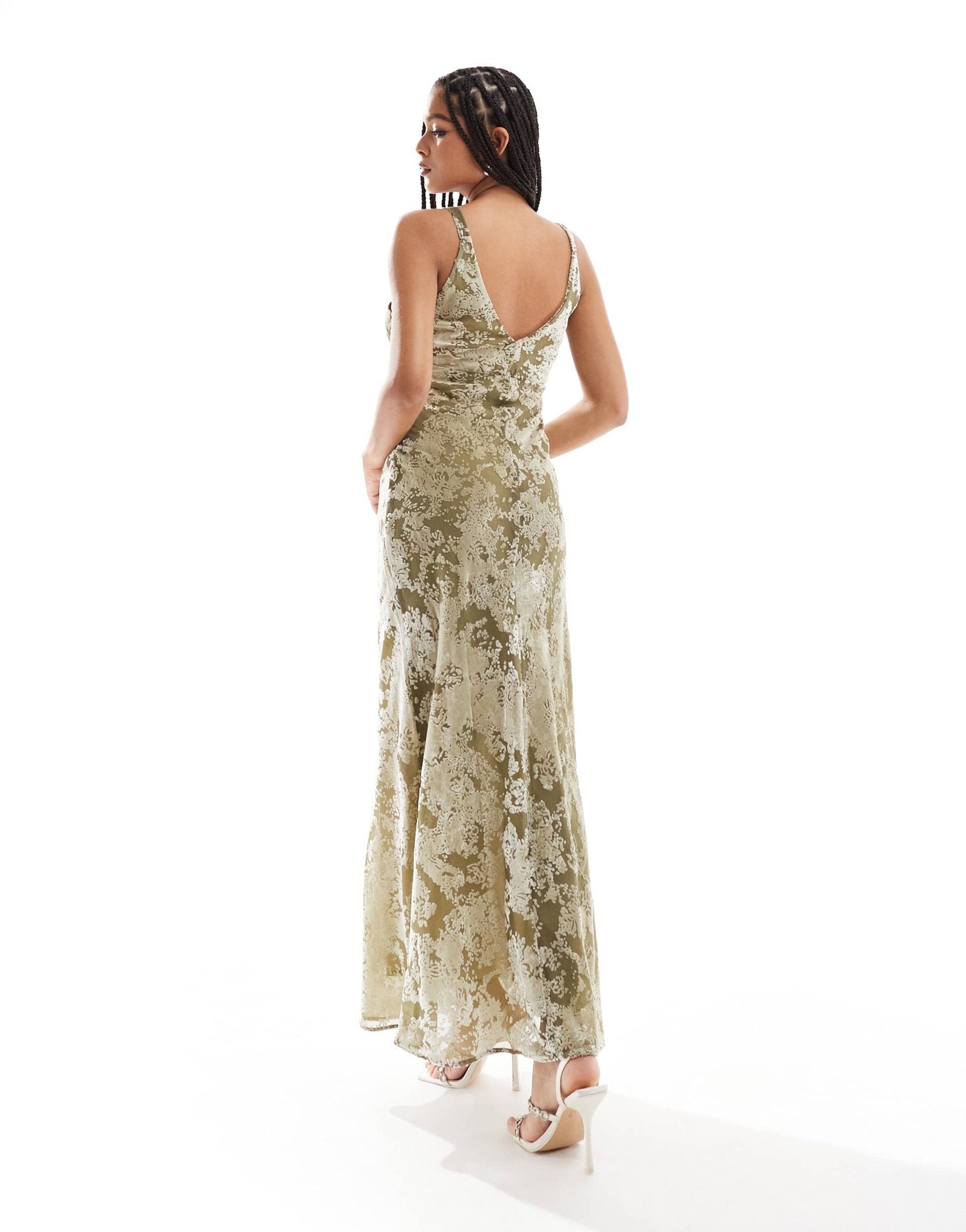 Mango devore velvet maxi dress in green - ASOS Sample Sale EU Store