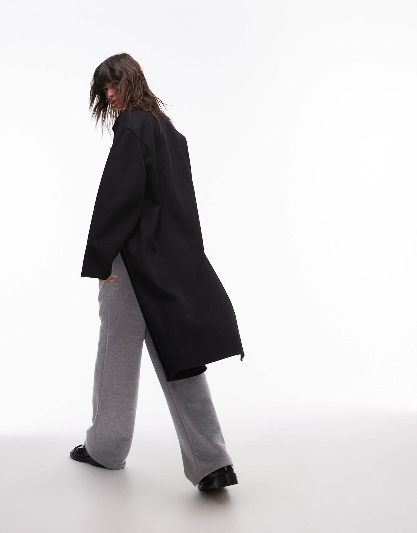 Mango double breasted maxi coat in black - ASOS Sample Sale EU Store