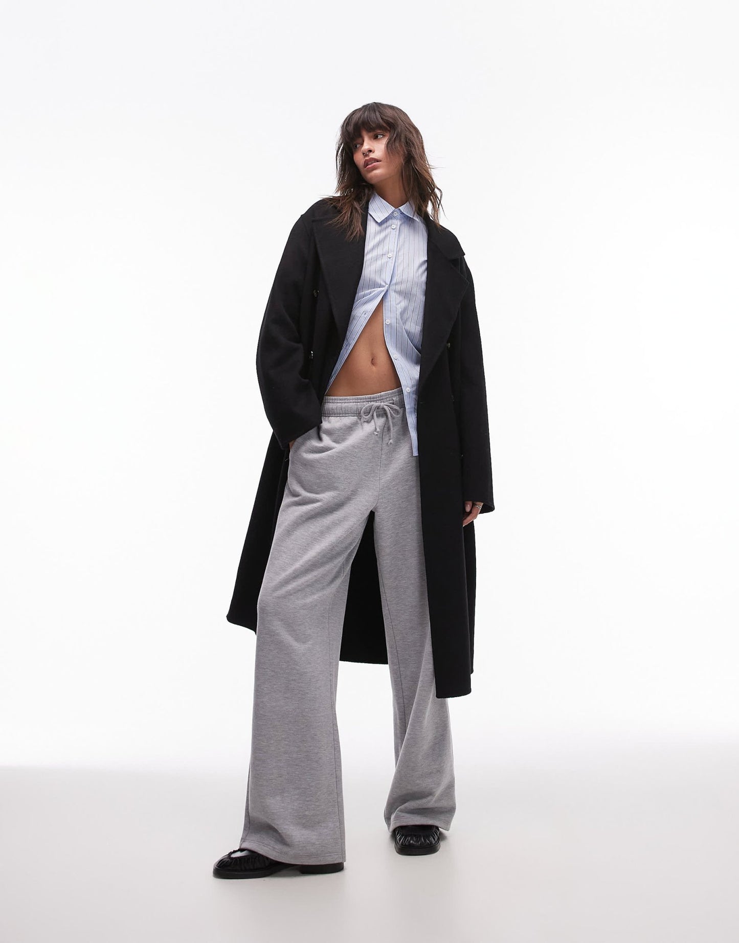 Mango double breasted maxi coat in black - ASOS Sample Sale EU Store