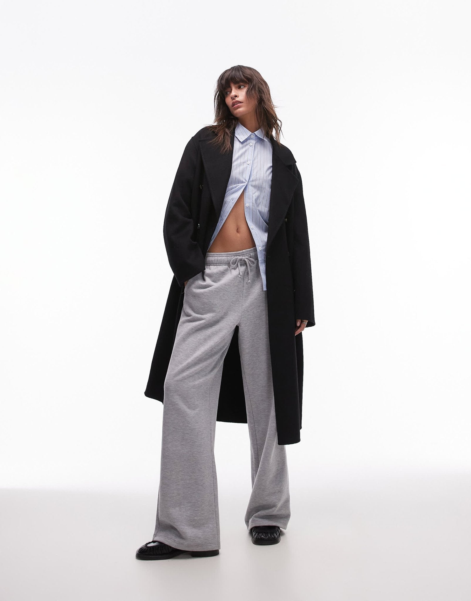Mango double breasted maxi coat in black - ASOS Sample Sale EU Store