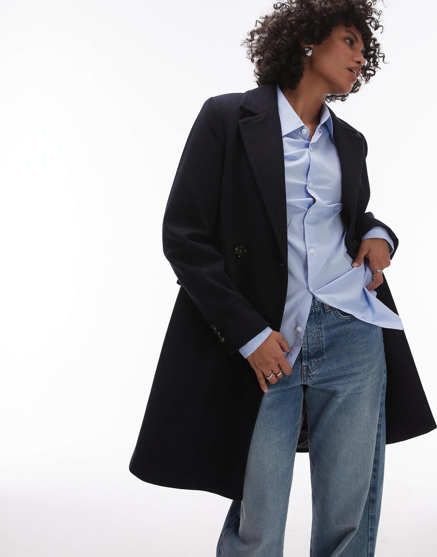 Mango double breasted wool coat in navy - ASOS Sample Sale EU Store