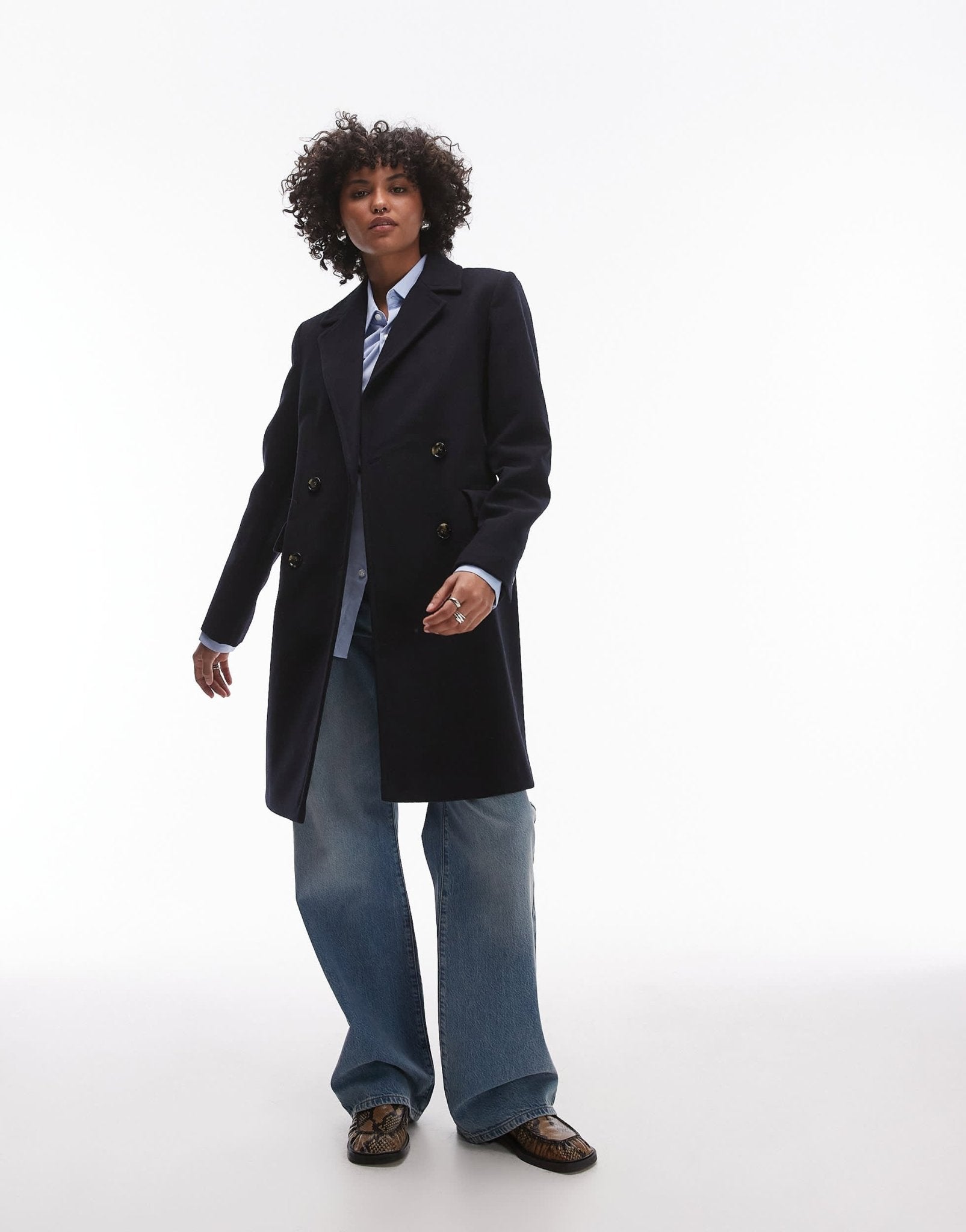 Mango double breasted wool coat in navy - ASOS Sample Sale EU Store
