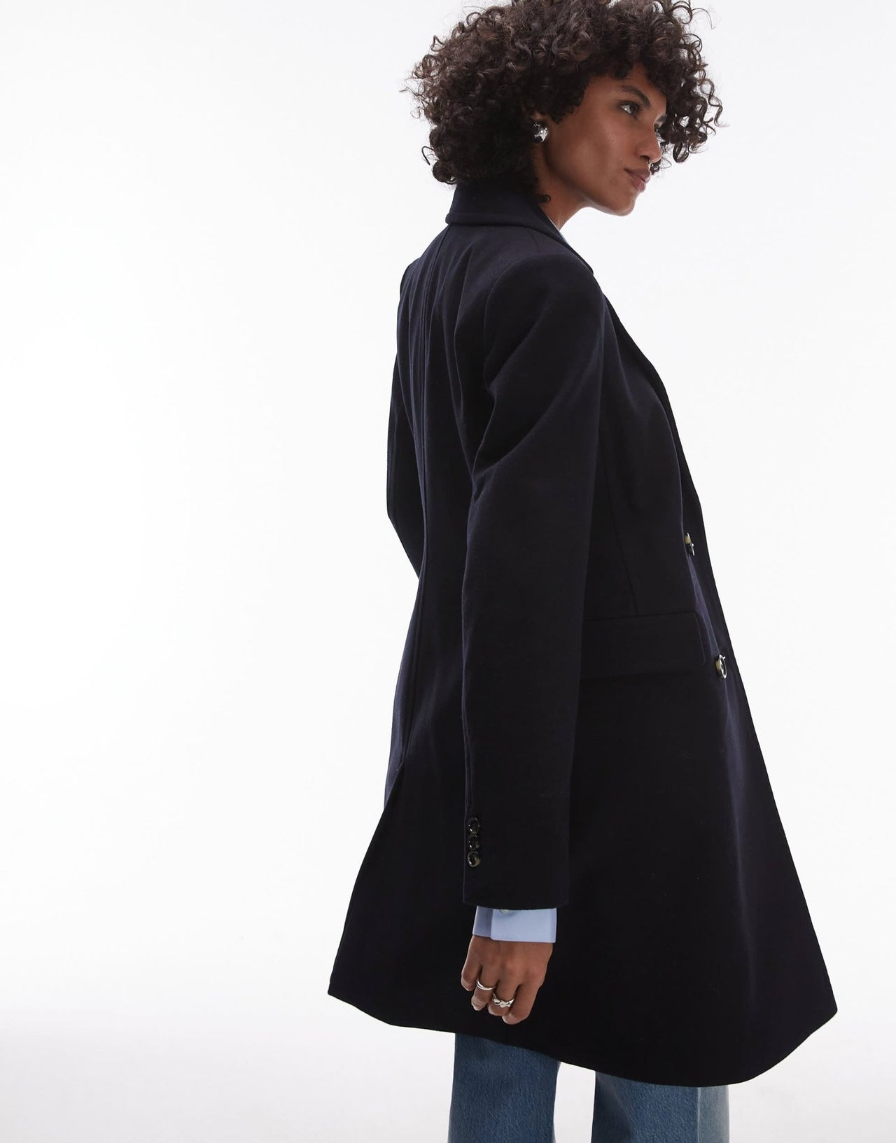 Mango double breasted wool coat in navy - ASOS Sample Sale EU Store